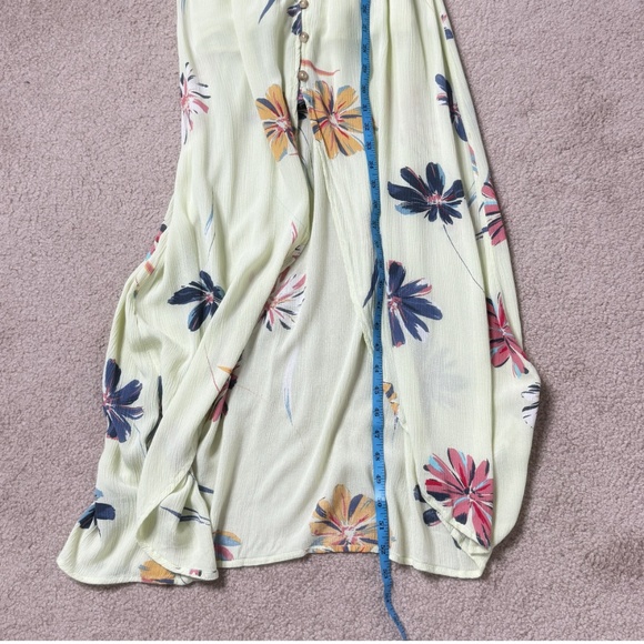 O'Neill Dress Beach Dress Textured Crepe Yellow Floral Straps Drawstring Waist - Picture 13 of 13